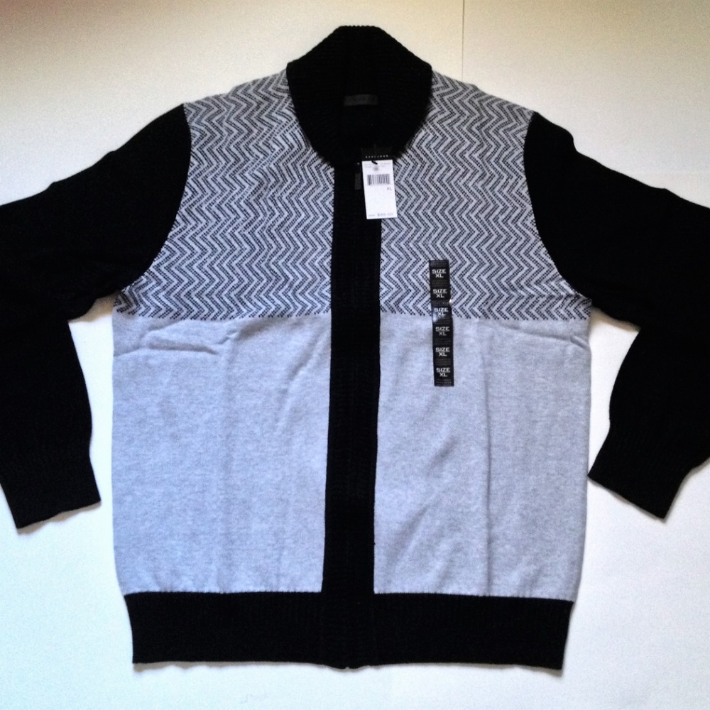 Sean Jean Men's Zig-Zag Colorblocked Zip Cardigan